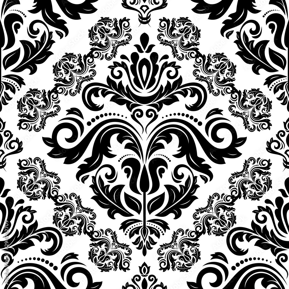 Orient vector classic pattern. Seamless abstract background with vintage elements. Orient black and white background. Ornament for wallpaper and packaging