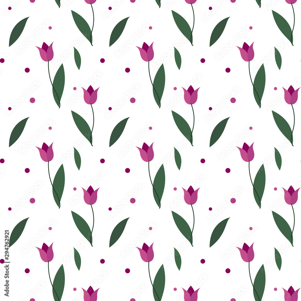 Tulips seamless pattern. simple background. Modern flower design for fabric, wrapping paper, background