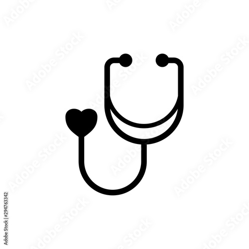 Stethoscope icon vector, diagnostic symbol, flat vector sign isolated on white background