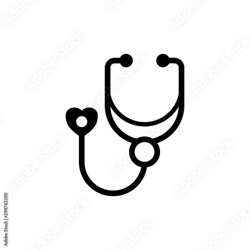 Stethoscope icon vector, diagnostic symbol, flat vector sign isolated on white background
