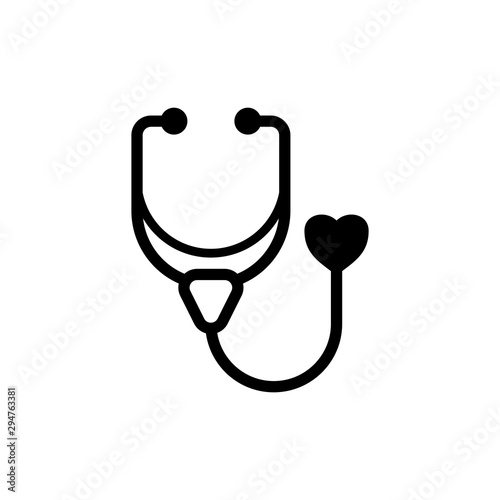 Stethoscope icon vector, diagnostic symbol, flat vector sign isolated on white background