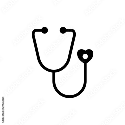 Stethoscope icon vector, diagnostic symbol, flat vector sign isolated on white background