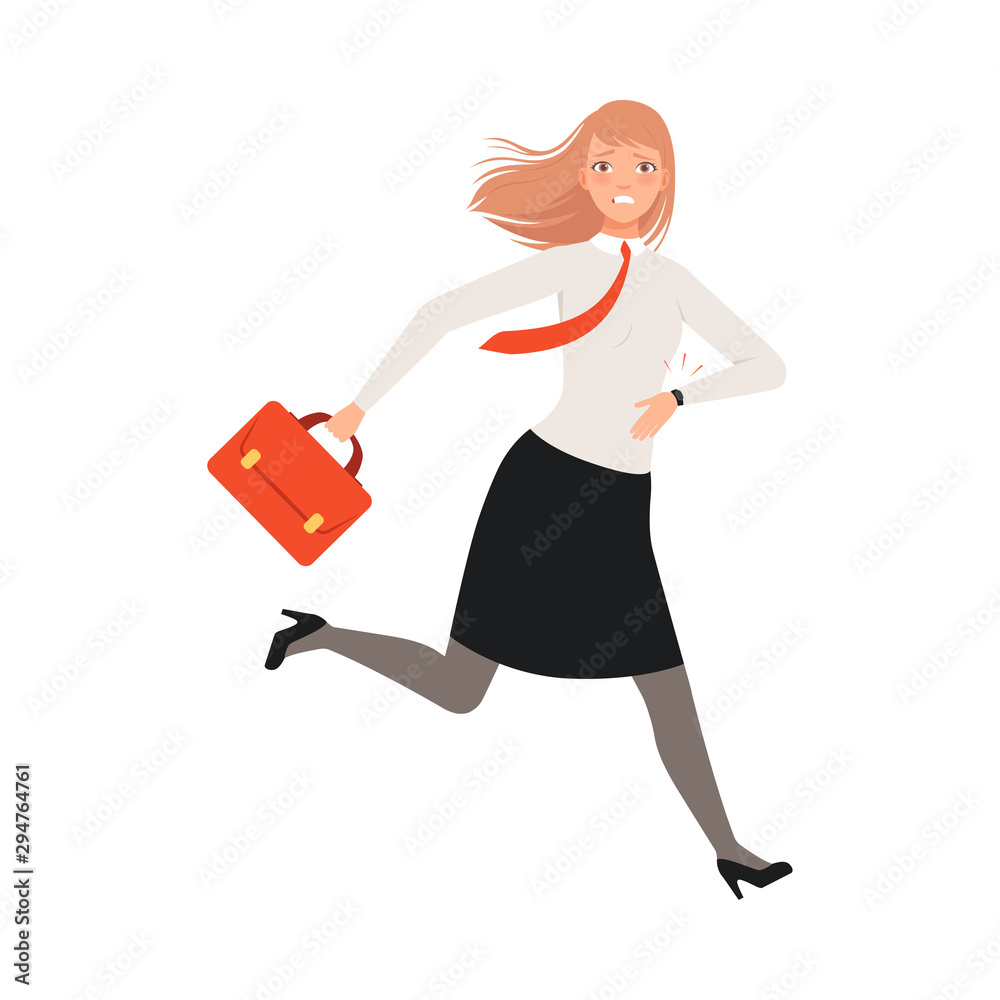 Businesswoman Running With Case character Illustration Vector Businesswoman Running With Case character Illustration Vector