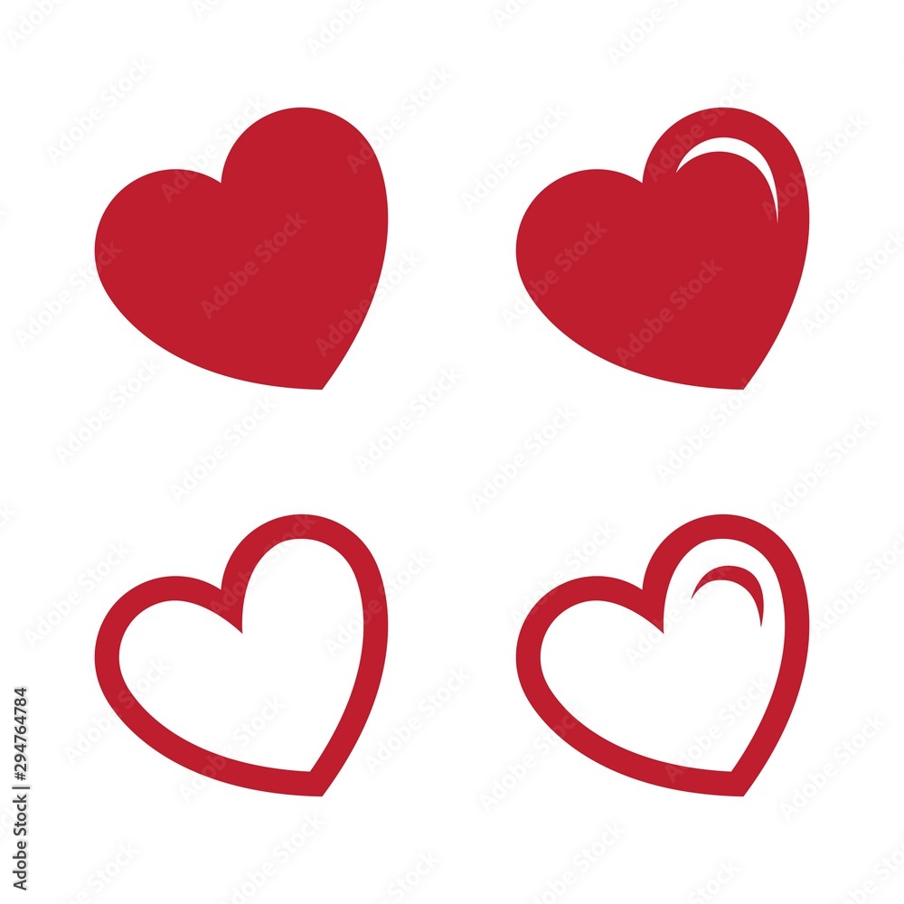 Heart, symbol of love and romantic feelings set Heart, symbol of love and romantic feelings set