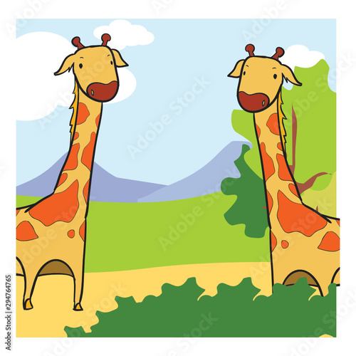 coloring illustration page of animals