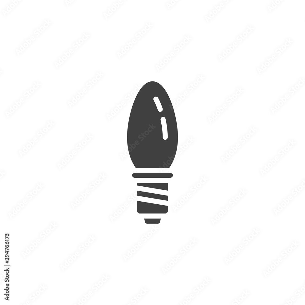 Candle shape lamp vector icon. filled flat sign for mobile concept and web design. Light bulb glyph icon. Symbol, logo illustration. Vector graphics Candle shape lamp vector icon. filled flat sign for mobile concept and web design. Light bulb glyph icon. Symbol, logo illustration. Vector graphics