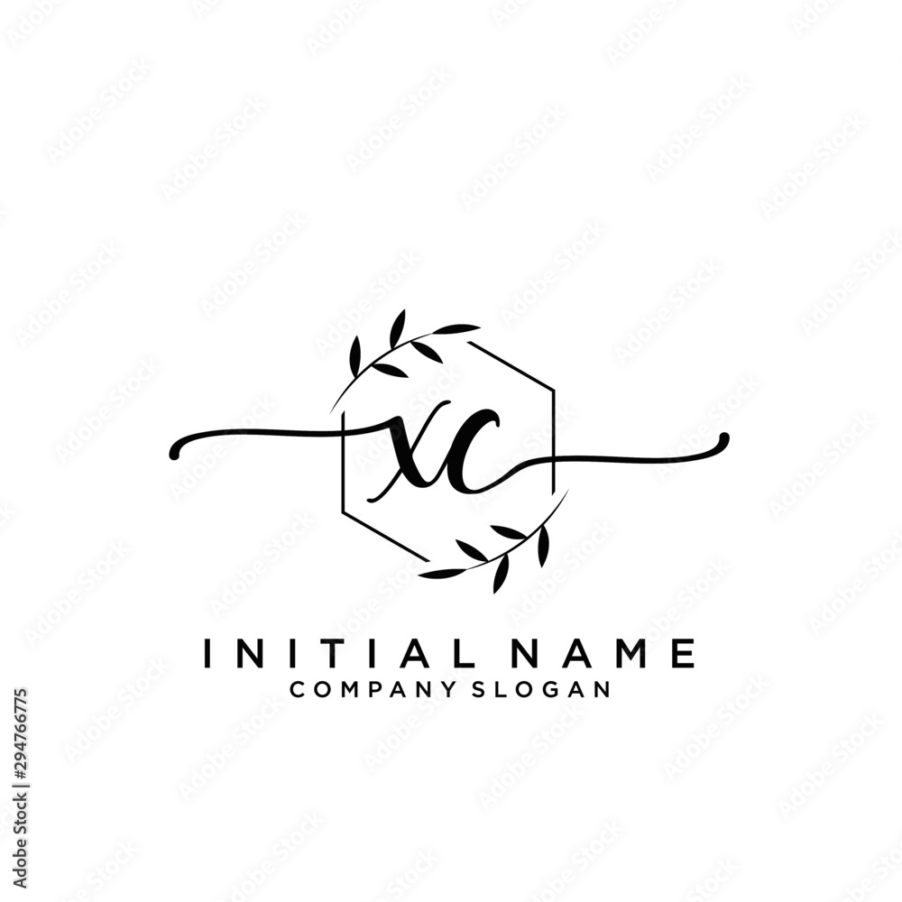 XC Beauty vector initial logo, handwriting logo.