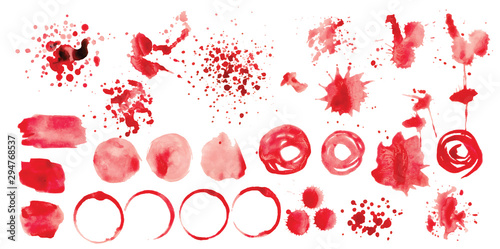 Vector set of red splashes on white background