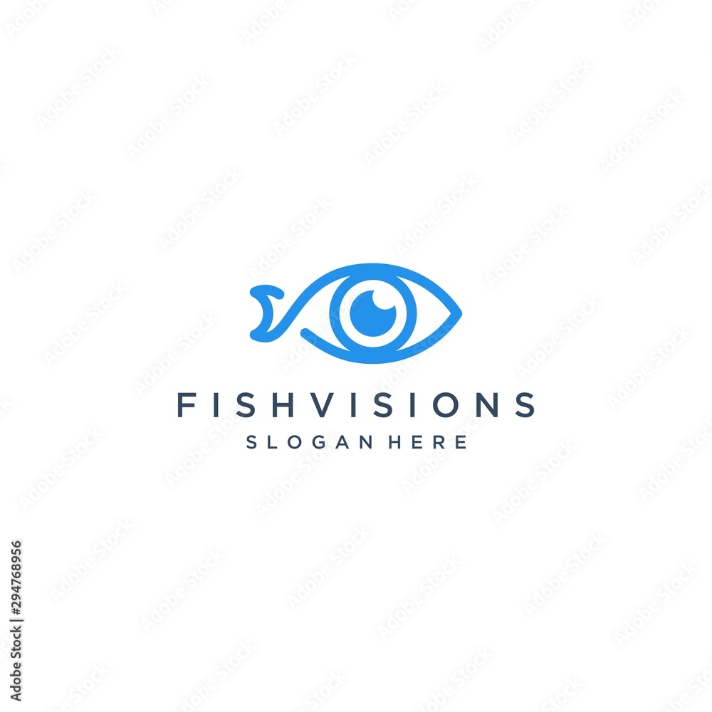 vision design logo or fish with eyes