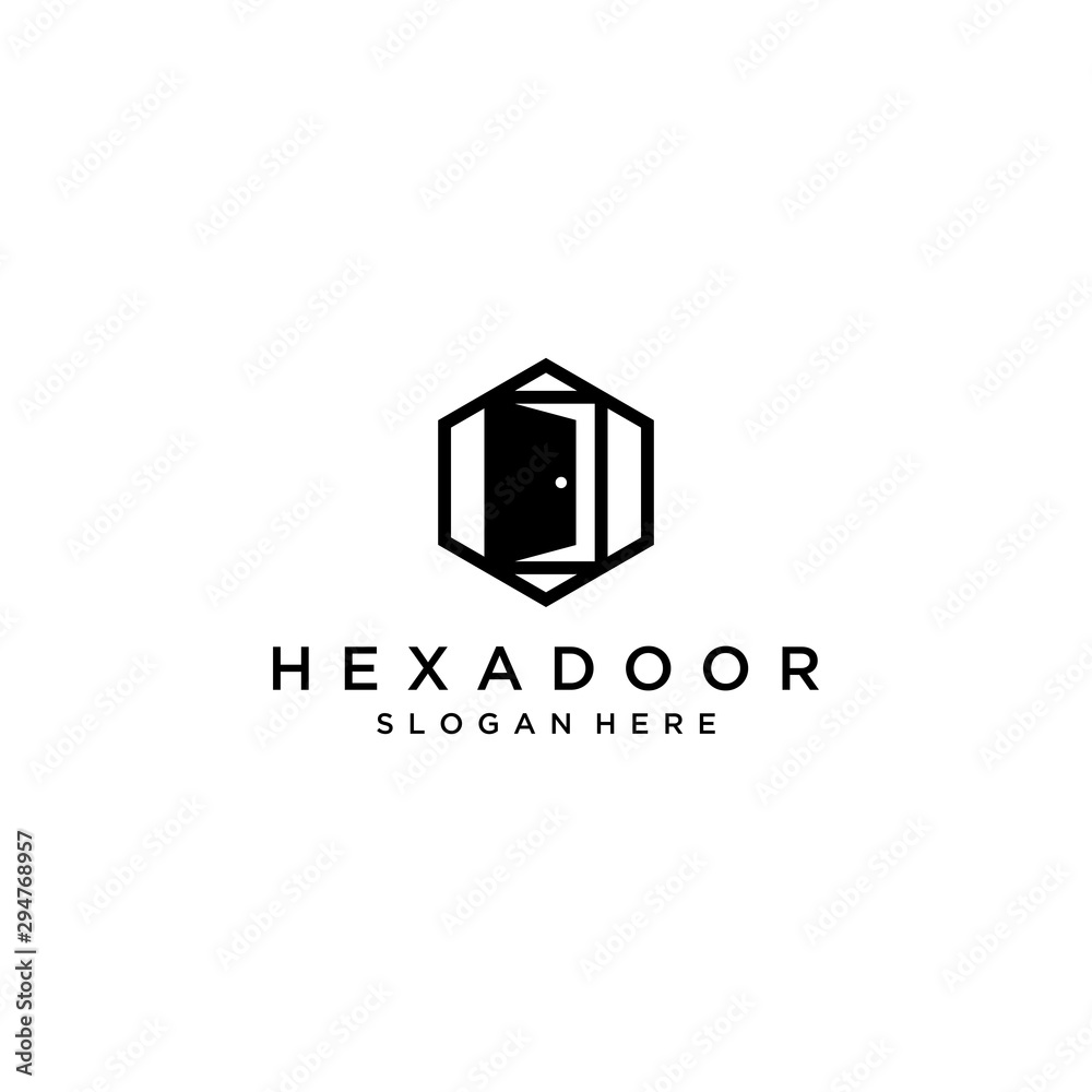 housing design logo or door with hexagon housing design logo or door with hexagon