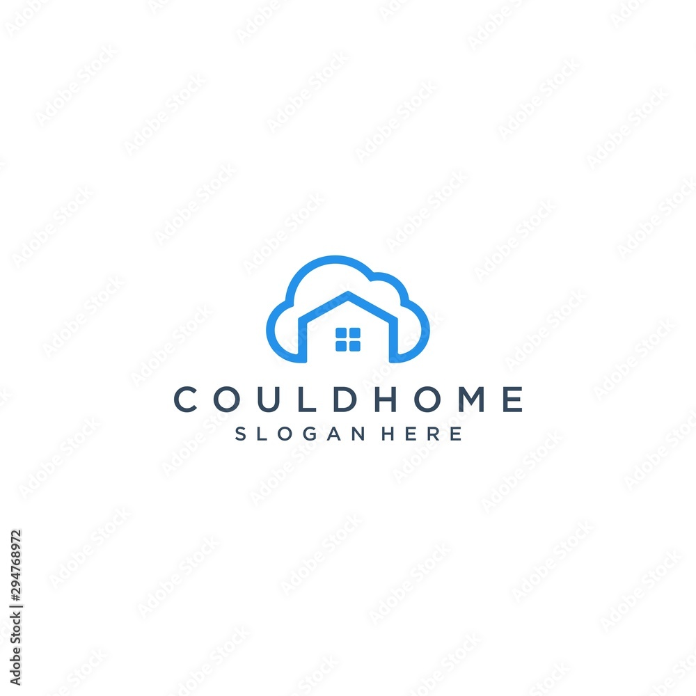 residential technology design logos or homes with clouds