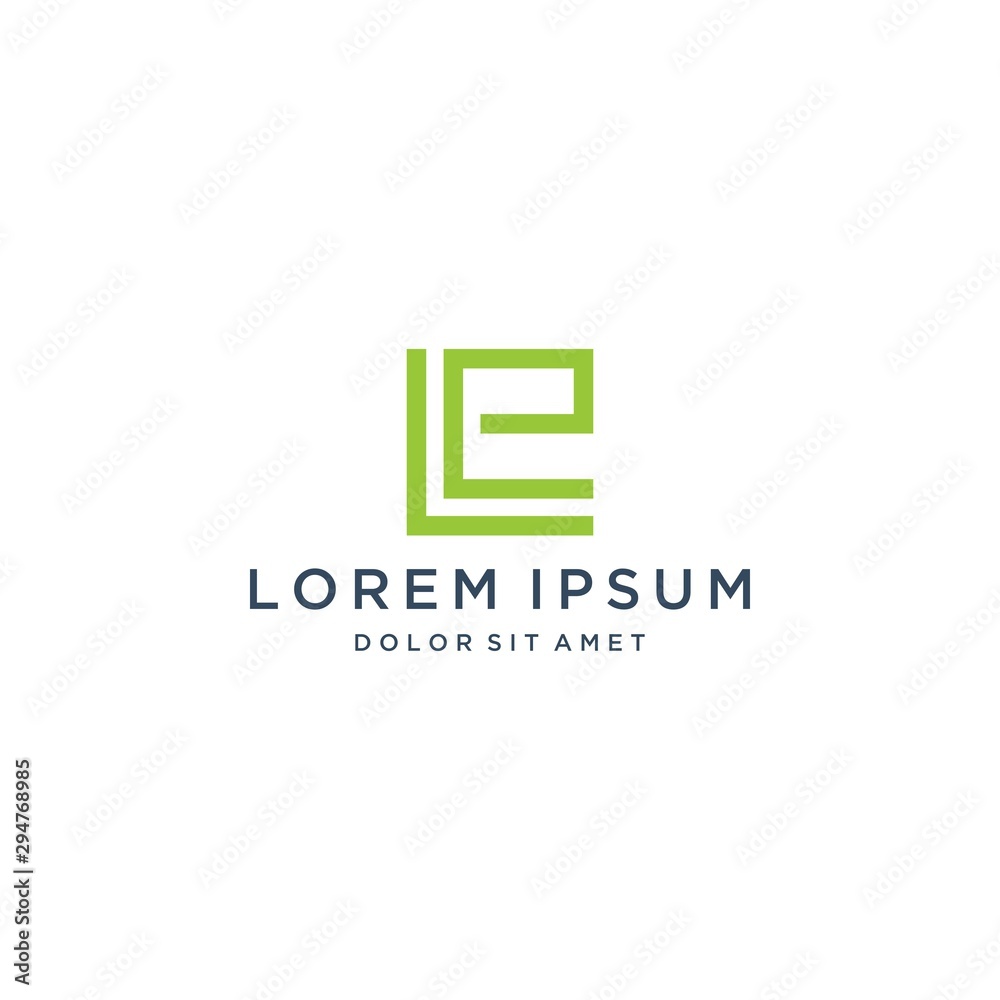 monogram logo design or the initials LE letters with boxes monogram logo design or the initials LE letters with boxes
