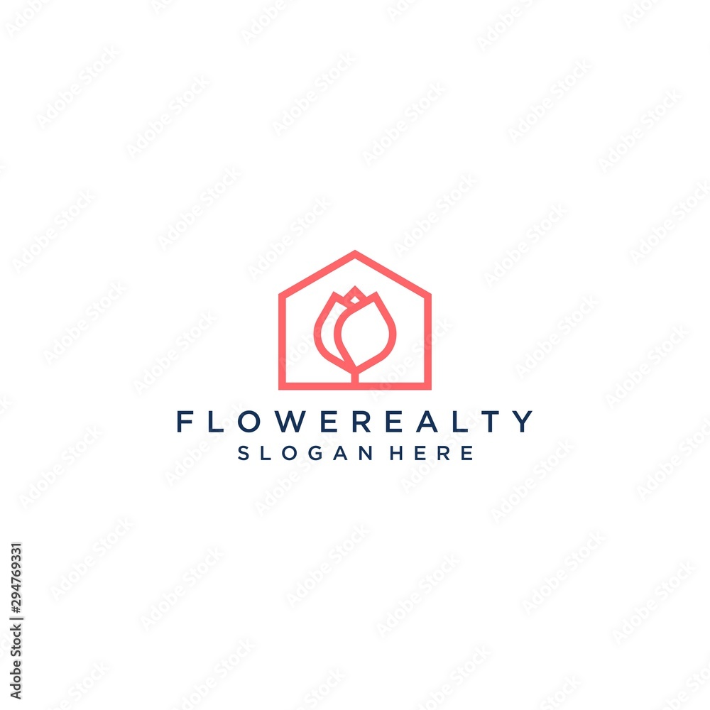 Fototapeta premium logo design a house or house with flowers