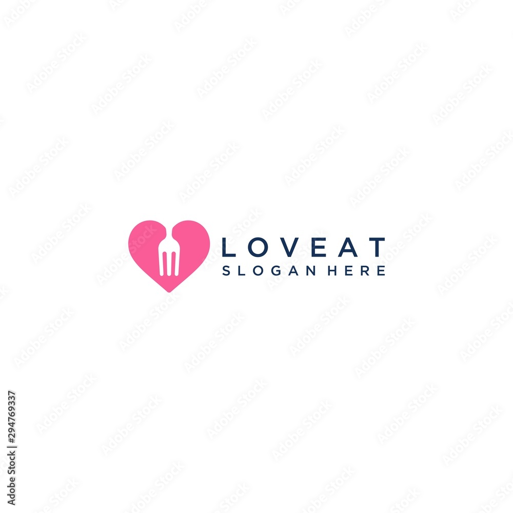 food design logo, or heart with a fork