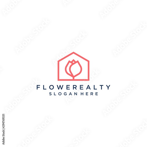 logo design a house or house with flowers