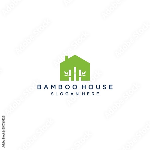 logo design house or house with bamboo