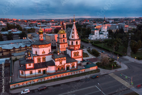 Top view of the Epiphany Cathedral in Irkutsk