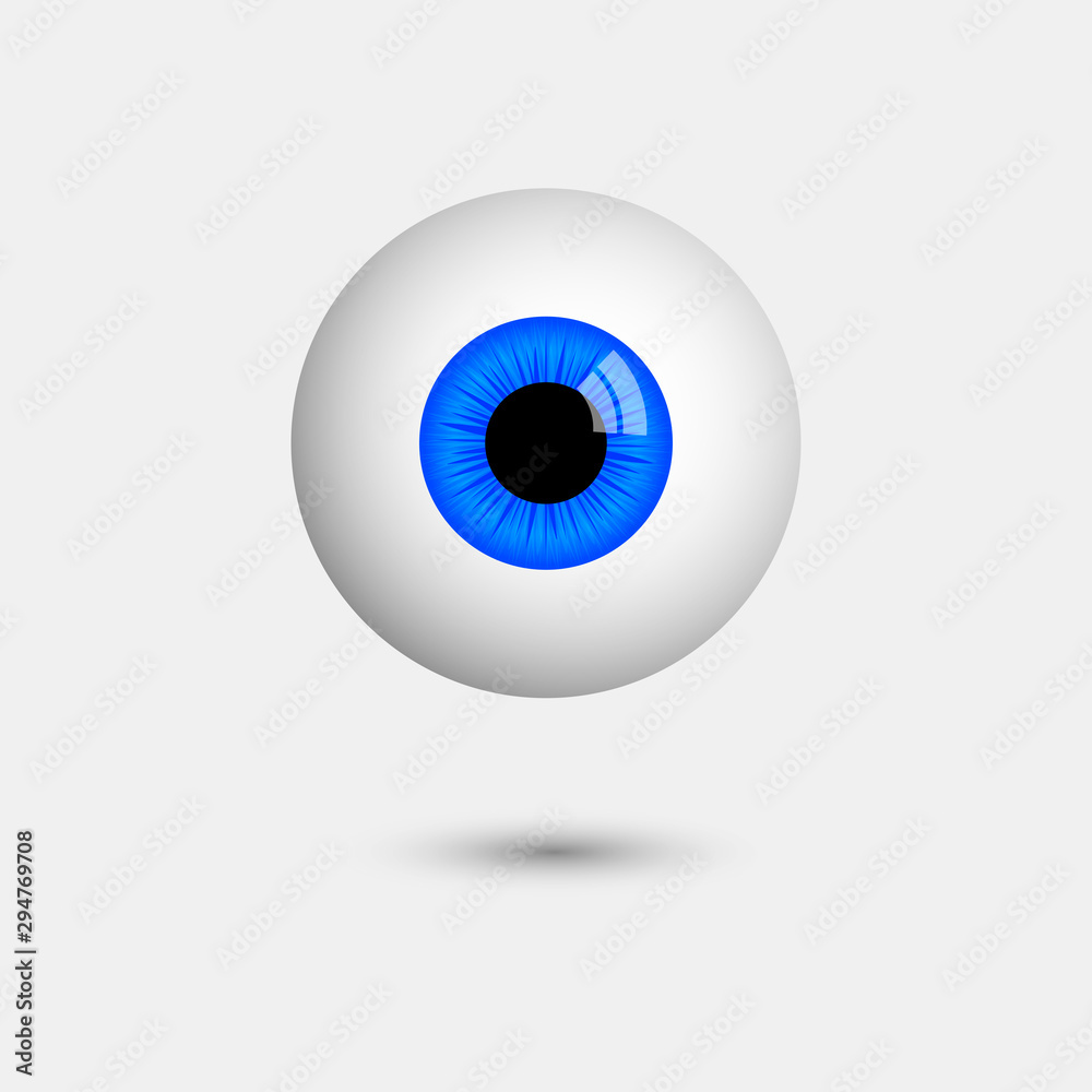 Funny Halloween greeting card monster blue eyes. Vector isolated illustration on light grey background Funny Halloween greeting card monster blue eyes. Vector isolated illustration on light grey background