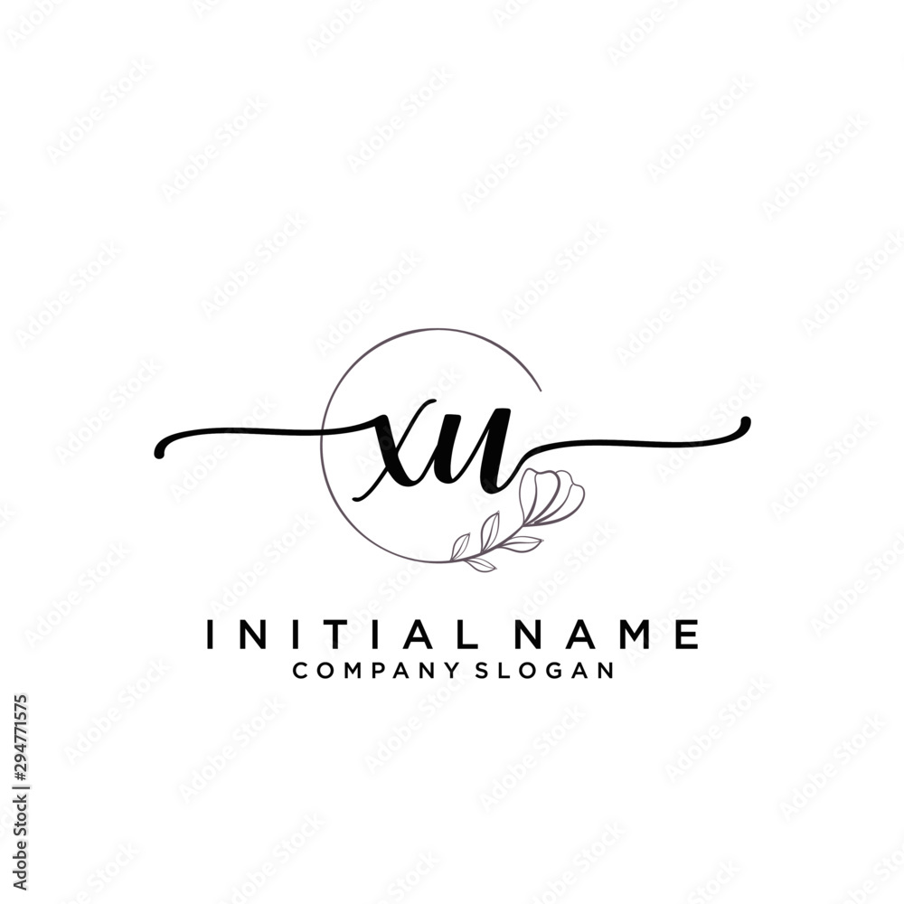 XU Beauty vector initial logo, handwriting logo.