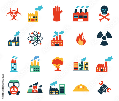 Factory and industry icon set vector design