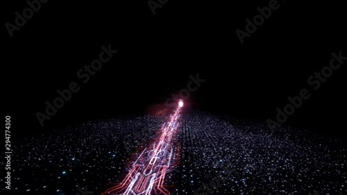 Transfer and storage of data sets/Abstract background with animation moving of lines for fiber optic network. Data transmission channel. Motion of digital data flow. Transferring of big data