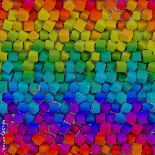 Chaotic colorful cubes seamless tileable 3D rendering