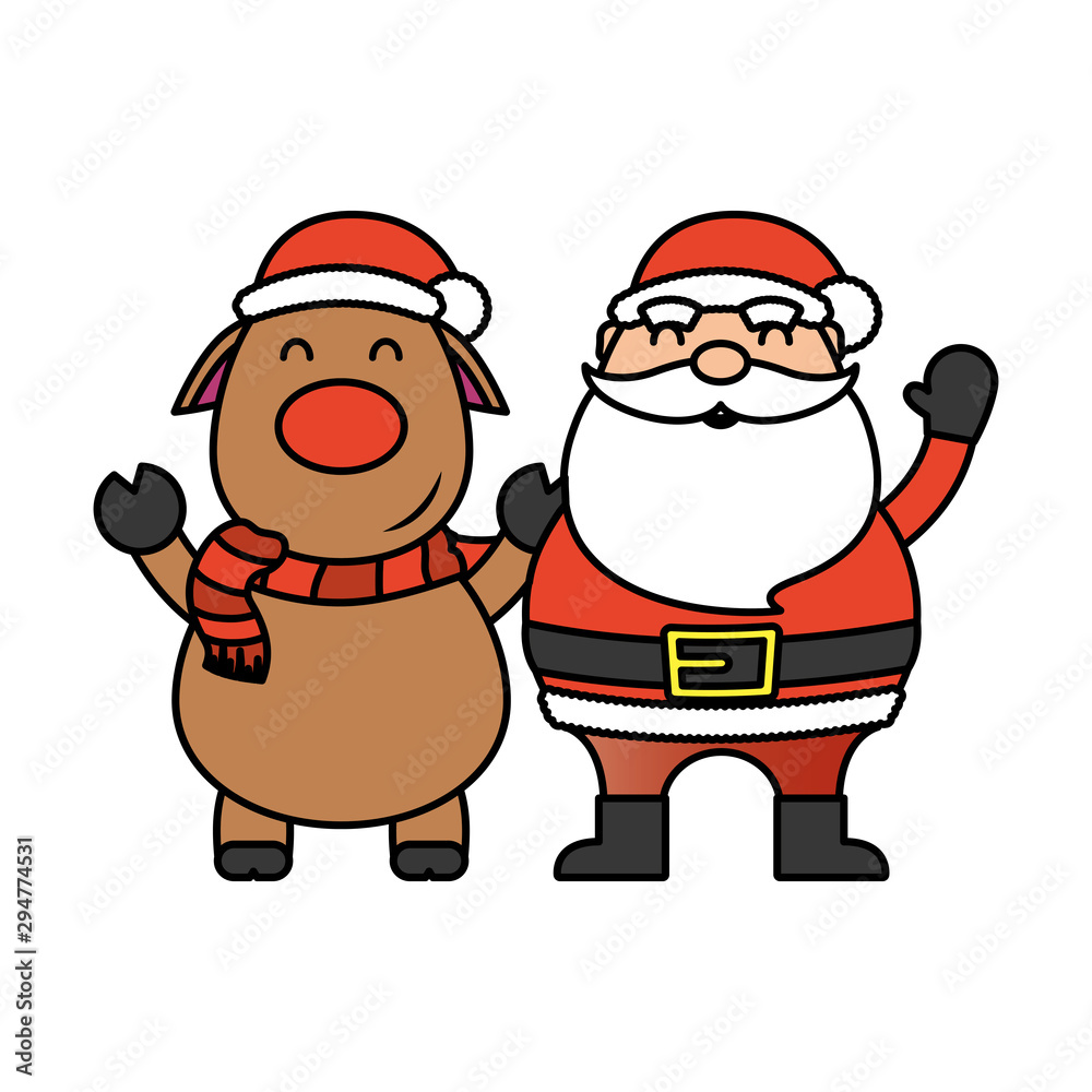 merry christmas cute reindeer and santa claus merry christmas cute reindeer and santa claus
