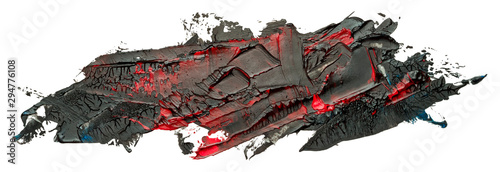 Black with red hand drawn vector oil brush stroke. Template for your text.