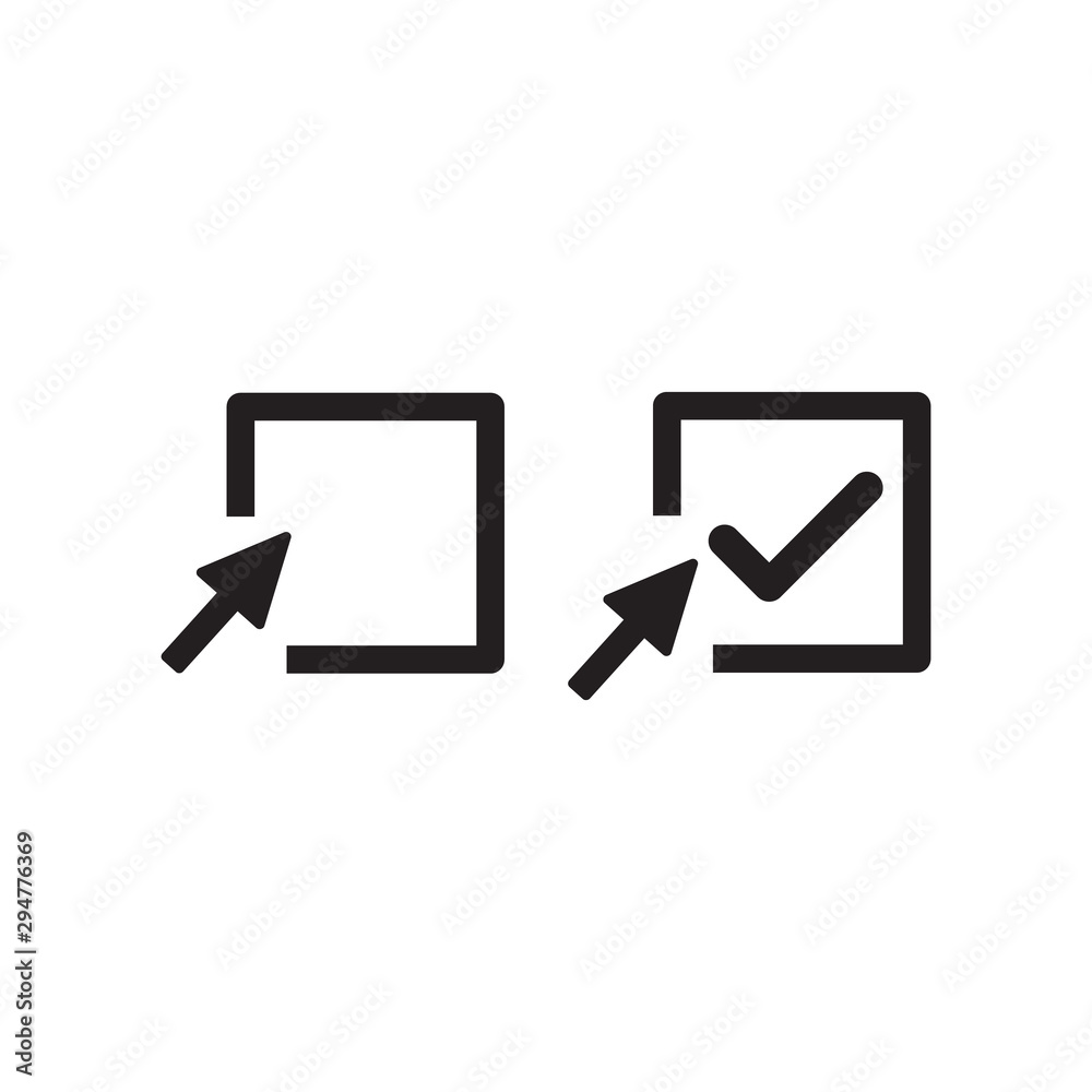 Check mark logo icon. Tick symbol in the box. Accept okey check mark symbol for approvement or cheklist. Computer mouse click cursor arrow icon. Cursor icon. Check mark vector. Check mark logo icon. Tick symbol in the box. Accept okey check mark symbol for approvement or cheklist. Computer mouse click cursor arrow icon. Cursor icon. Check mark vector.