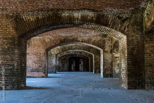 Broad Arches inside of Fort Jefferson, Dry Tortugas National Park, Florida, USA