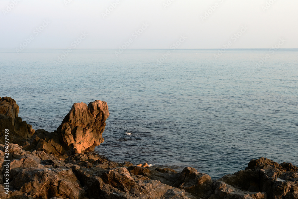 Beautiful seascape in the early morning near the coast of Sicily. Cefalu, Italy Beautiful seascape in the early morning near the coast of Sicily. Cefalu, Italy