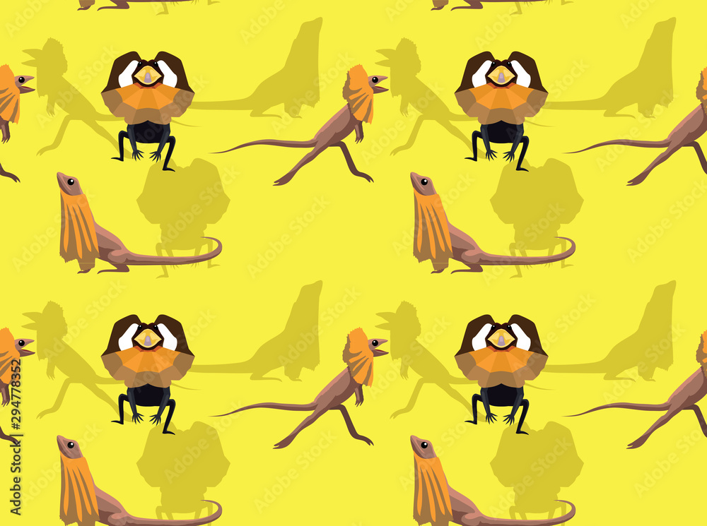 Cute Australian Animal Frilled Lizard Vector Seamless Background ...