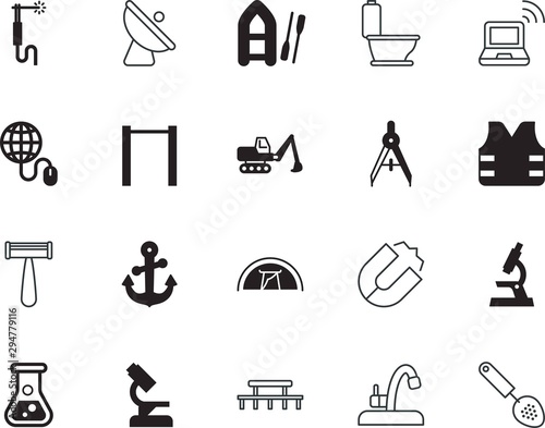 equipment vector icon set such as: s, clothing, healthy, sitting, spatula, smooth, electromagnetic, geometry, table, clinical, boat, fishing, desktop, square, magnetism, barbell, area, excavator