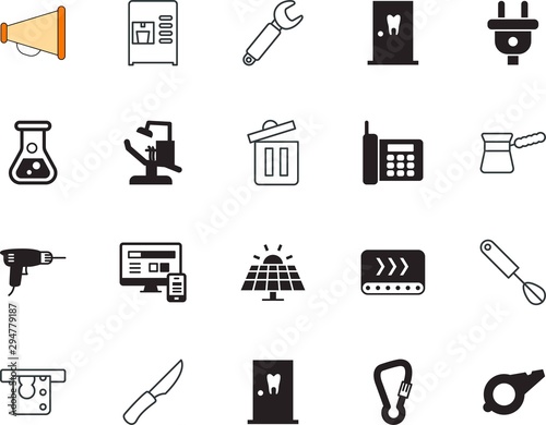 equipment vector icon set such as: key, warning, bolt, mix, test, recycle, sound, closeup, egg, hardware, inserting, plug, household, science, adapter, machinery, commerce, classic, wheelie, outline