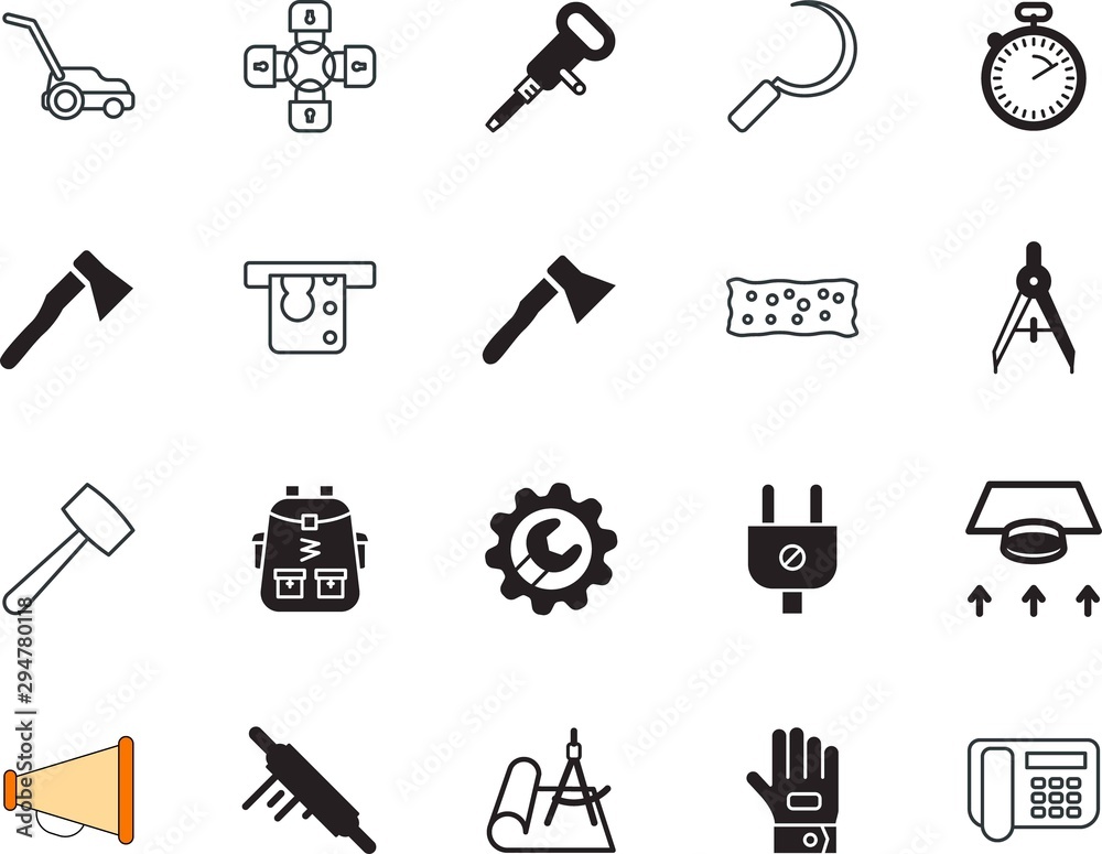 Obraz premium equipment vector icon set such as: nature, plug, wealth, loud, life, connect, draft, banking, voice, stop, utensils, music, household, set, turbine, yellow, logotype, hole, monitor, hour, broadcast