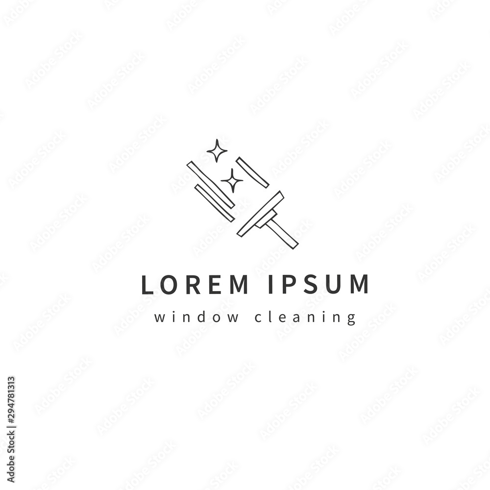 Vector hand drawn logo template for window cleaning service. Housekeeping and home repairs theme. Vector hand drawn logo template for window cleaning service. Housekeeping and home repairs theme.