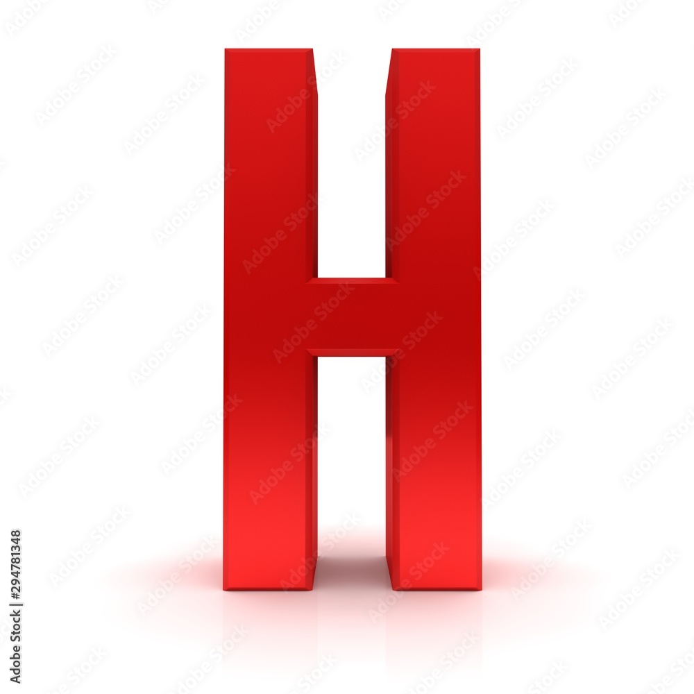 H letter red H character capital letter 3d render graphic sign H letter red H character capital letter 3d render graphic sign