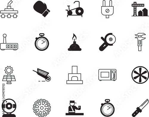 equipment vector icon set such as: calipers, panels, system, knife, bicycle, security, team, meter, police, gray, gear, empty, unplugged, gadget, officer, teamwork, kitchenware, trip, new