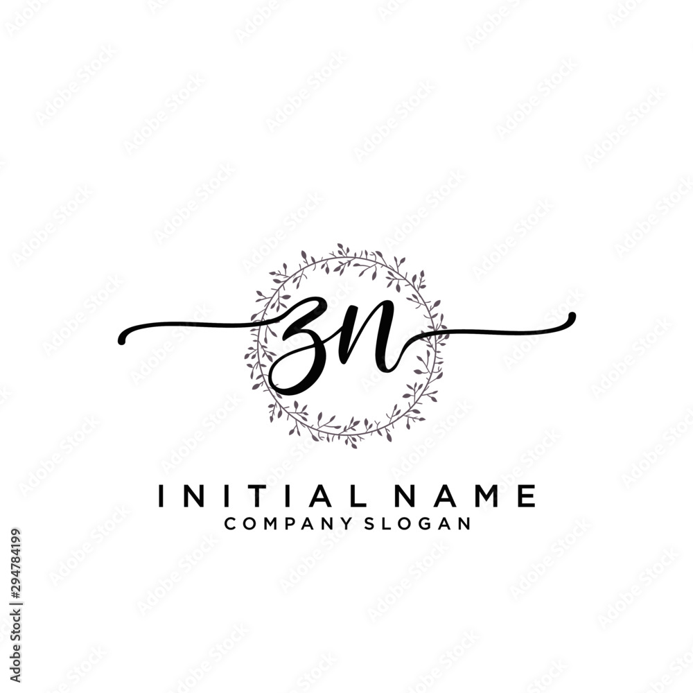 ZN Beauty vector initial logo, handwriting logo.