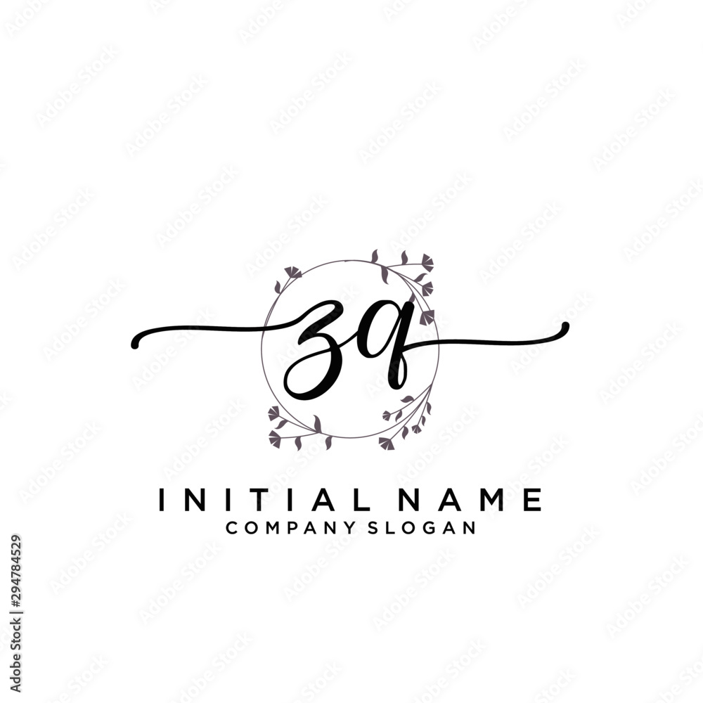 Obraz premium ZQ Beauty vector initial logo, handwriting logo.