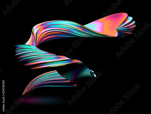 Colorful swirl on a black background. 3D render / rendering