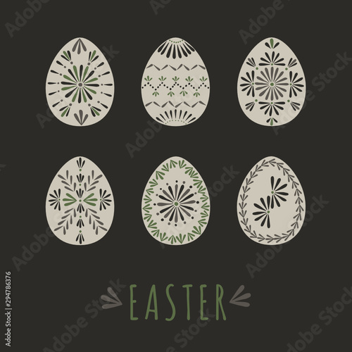 Traditional vintage Easter eggs. Vector illustration using traditional Eggs decorated with  Baltic ornaments.