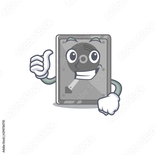 Thumbs up hard drive internal mascot isolated cartoon
