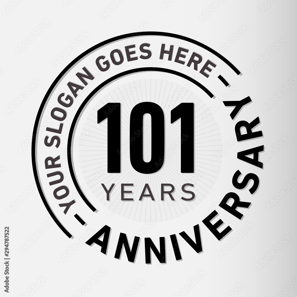 101 years anniversary logo template. One hundred and one years celebrating logotype. Vector and illustration.