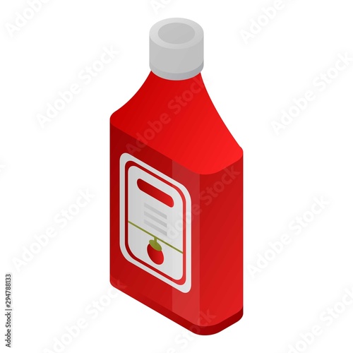 Ketchup bottle icon. Isometric of ketchup bottle vector icon for web design isolated on white background