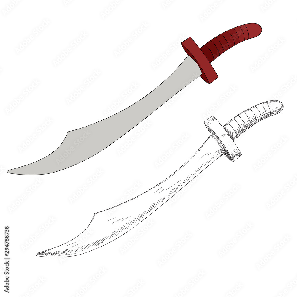 sword, saber, cold steel with sketch sword, saber, cold steel with sketch