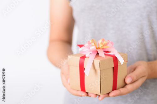 Fototapeta Naklejka Na Ścianę i Meble -  Hands holding gift box for giving in special day	