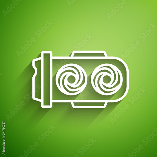 White line Mining farm icon isolated on green background. Cryptocurrency mining, blockchain technology, digital money market, cryptocoin wallet. Vector Illustration