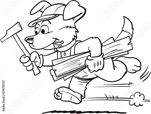 Dog Worker Character Illustration