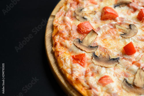 Pizza with mushrooms and ham